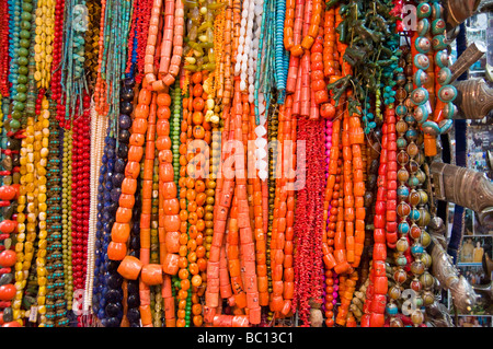 Traditional handicrafts on display in stores Mutrah Souk Muscat Oman Stock Photo