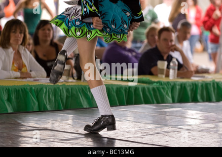 A young girl performs a Celtic dance at a local Irish festival in Irvine, California Stock Photo
