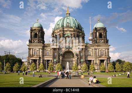 Berlin Cathedral and Lustgarten in foreground, Berlin, Germany - Berliner Dom Stock Photo