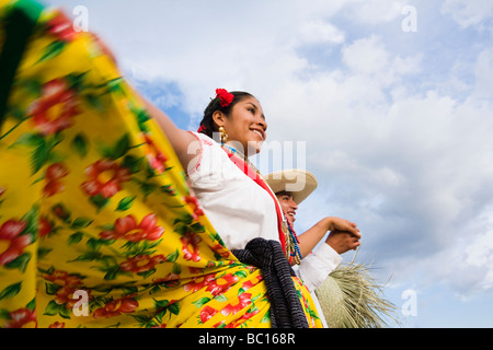 Dancers perform at a Guelaguetza celebration in San Antonino, Oaxaca, Mexico. Stock Photo