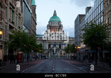 The front of the Belfast city hall by night, Northern Ireland, United Kingdom Stock Photo