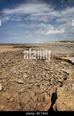 Formby Footprints Silt Layers Stock Photo