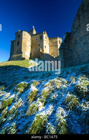 England Northumberland Warkworth Castle English Heritage 12th century stone motte and bailey fortress Stock Photo