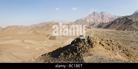Panoramic shot from the Roman Fort protecting the quarries at Umm Balad, Red Sea Hills, Eastern Desert, Egypt Stock Photo
