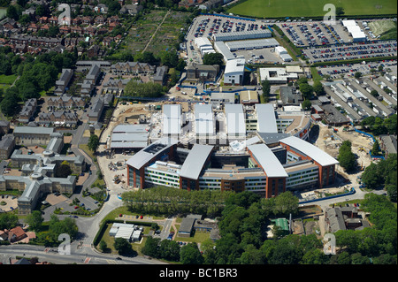 New Pinderfields Hospital Wakefield, from the air, PFI Project nearing completion, West Yorkshire, UK Stock Photo