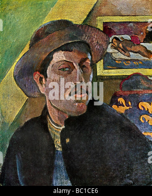 'Self Portrait in a Hat', 1893-1894 (1939).Artist: Paul Gauguin Stock Photo
