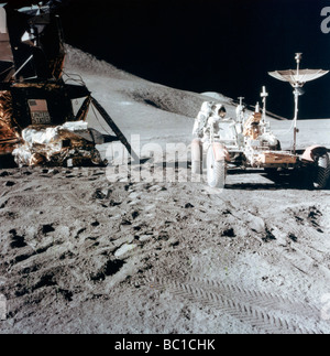James Irwin (1930-1991) with the Lunar Roving Vehicle during Apollo 15, 1971.Artist: NASA Stock Photo