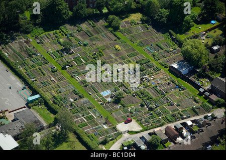 Gardening Allotments from the air, Staffordshire, UK Stock Photo