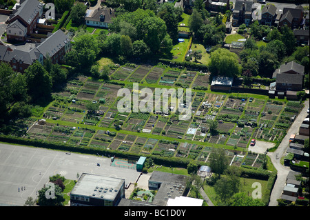 Gardening Allotments from the air, Staffordshire, UK Stock Photo