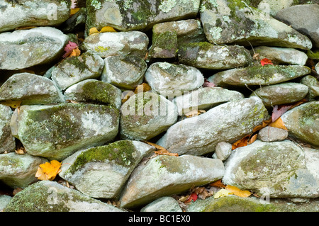 Stone wall built in the early 1800 s in Great Smoky Mountains National Park Stock Photo