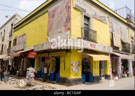 Stret corner in the Centro historico showing some of the development going on in Mexico City Stock Photo