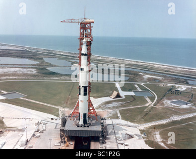 Apollo 15 on the launch pad at Kennedy Space Center, Florida, USA, 1971.Artist: NASA Stock Photo