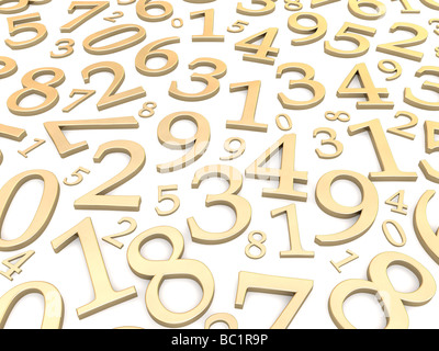 Gold Number Math Gold numbers and math symbols background. 3d render Stock Photo - Alamy