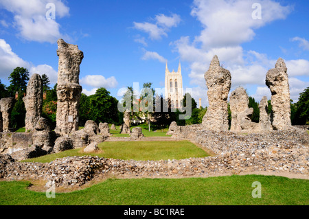 The Abbey Ruins and St Edmundsbury Cathedral, Bury St Edmunds Suffolk England UK Stock Photo