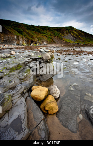 Port Mulgrave Rosedale Cliffs and Rosdale Wyke North Yorkshire Heritage Coast between Staithes and Runswick Bay Stock Photo