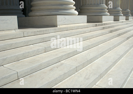 Columns and Stairs of the United States Supreme Court Building in Washington DC Stock Photo