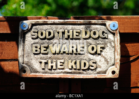 Beware of the Dog Sign Stock Photo