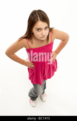 Full Length Portrait Of Young Girl Stock Photo