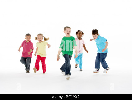 Group Of Young Children In Studio Stock Photo