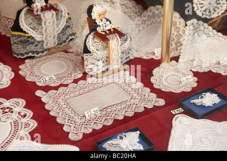 Display In Brussels Lace Shop Stock Photo