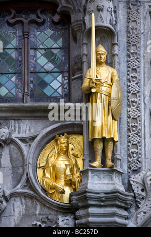 golden statue in the Basilica of the Holy Blood. Bruges, Belgium Stock Photo