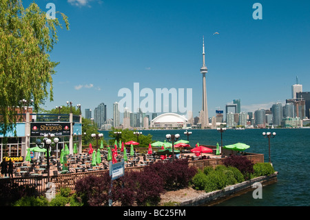 View of Toronto Skyline from Center Island across Lake Ontario, Canada Stock Photo