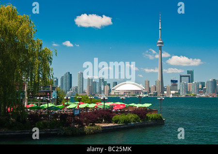 View of Toronto Skyline from Center Island across Lake Ontario, Canada Stock Photo