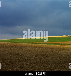 Ploughed field in  Auvergne. France. Stock Photo