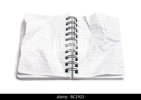 Notepad with Crumpled Pages Stock Photo