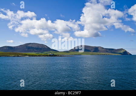 dh Graemsay HOY SOUND ORKNEY Oxan Point Low lighthouse Ward Hill Cuilags and Kame of Hoy scapa flow scottish islands orkneys sea coast Stock Photo