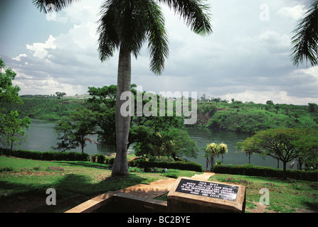 Tablet with inscription marking source of River Nile near Jinja Lake Victoria Uganda East Africa Stock Photo