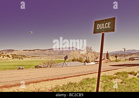 UFO sighting in Infrared, Dulce, New Mexico, USA Stock Photo