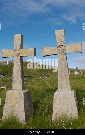 Crosses in graveyard Gurteen Bay near Roundstone County Galway Eire Stock Photo