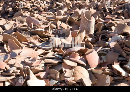 Ancient pottery shards on the desert floor in the Eastern Desert of Egypt , North Africa Stock Photo