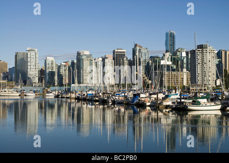 Vancouver Skyline as seen from Stanley Park across Coal Harbour. Stock Photo