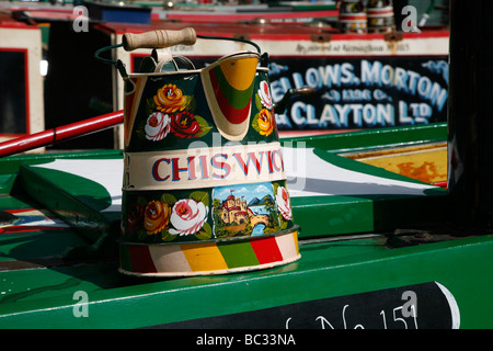 Canal boats moored in Paddington Basin during the Canalway Cavalcade, London, UK Stock Photo
