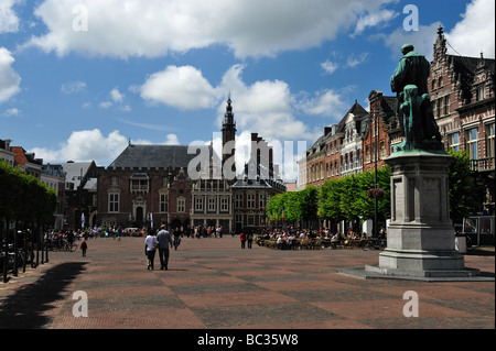 Grote Markt in Haarlem The Netherlands and the statue of Laurens Janszoon Coster Stock Photo