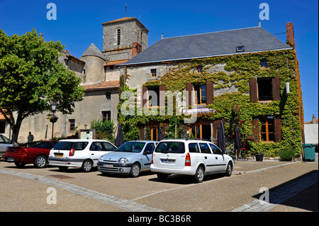 Old French cafe, bar in the town of Gourge. Deux  sevres, France Stock Photo