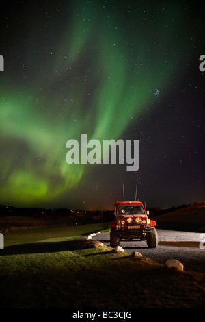 Aurora Borealis or Northern Lights, Heidmork, Reykjavik Iceland Stock Photo