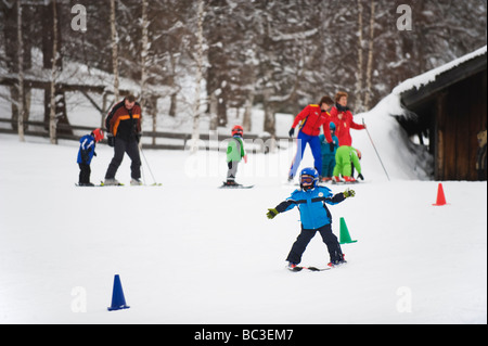kindergarden ski school Seefeld ski resort The Tyrol Austria Stock Photo