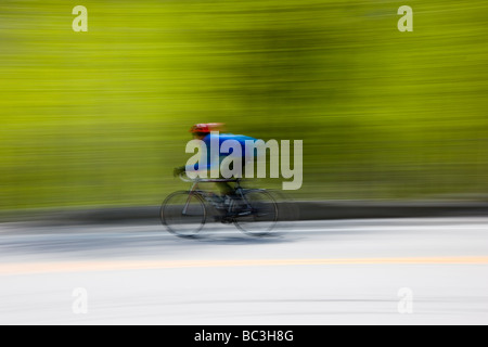 Cyclists riding on Highway 50 over Monarch Pass in Colorado during the annual Ride The Rockies bicycle tour Stock Photo