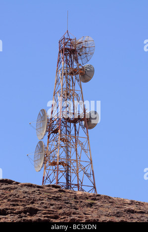 Antennas on top of a mountain, Fuerteventura Stock Photo