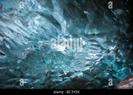 Glacial Ice Cave, Svinafellsjokull glacier, Skaftafell National Park, Iceland Stock Photo