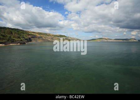 View from Lyme Regis towards Charmouth, Dorset, England, UK Stock Photo