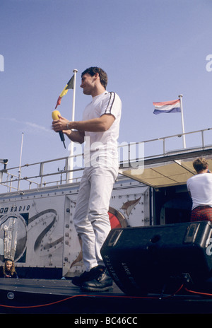 BBC Radio 1 one Roadshow. Plymouth Hoe August 1995 let loose. Richie Wermerling - tartan trousers Lee Murray - white trousers Stock Photo