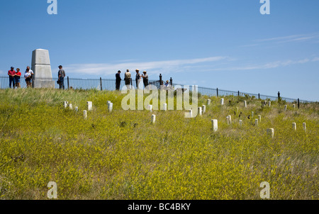 Montana, USA: View uphill to the site of Custer's Last Stand and the battle of the Little Bighorn and Custer's grave.