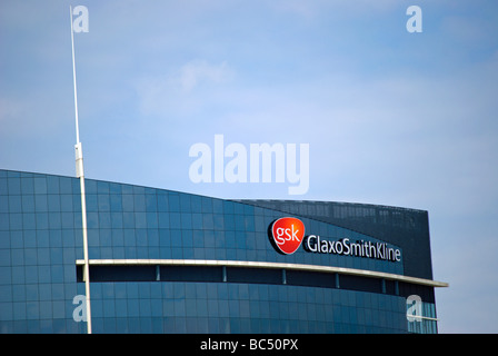 world headquarters of the pharmaceutical company glaxo smith kline, gsk, on the great west road, brentford, london, england Stock Photo