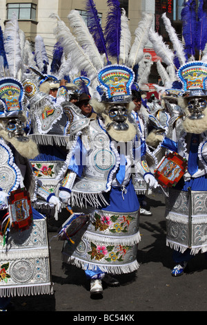 Masked morenada dancers , Gran Poder festival , La Paz , Bolivia Stock Photo