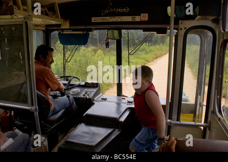 school bus at coutry side of Brazil Stock Photo