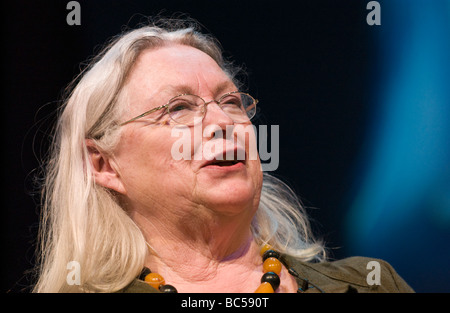 Gillian Clarke National Poet for Wales speaking on stage at Hay Festival 2009 Stock Photo